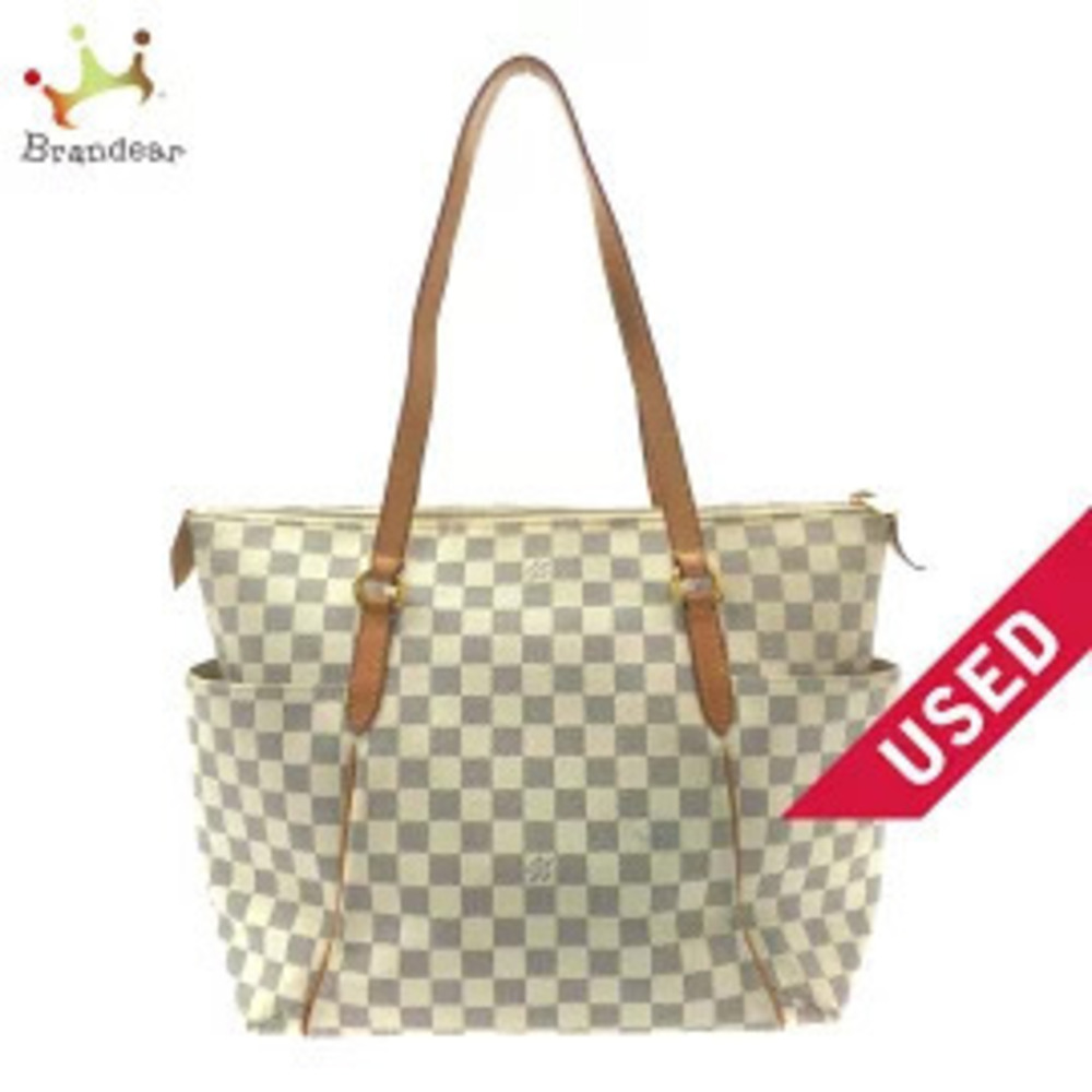 LOUIS VUITTON Totally Damier Azur White Shoulder Bag Canvas